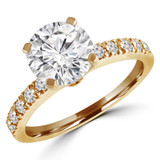 1 3/4 CTW Round Diamond Solitaire with Accents Engagement Ring in 14K Yellow Gold (MD190565)