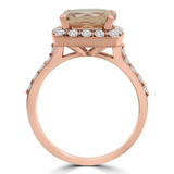 3 1/4 CTW Cushion Pink Morganite & Round Diamond Cushion Halo Cocktail Engagement Ring in 14K Rose Gold (MD190569)