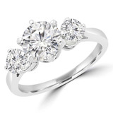 4/5 CTW Round Diamond 6-Prong Three-Stone Engagement Ring in 14K White Gold (MD200009)