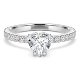 1 3/8 CTW Heart Diamond Hidden Halo Solitaire with Accents Engagement Ring in 14K White Gold (MD200027)