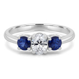1 1/2 CTW Oval Diamond Three-Stone Engagement Ring in 14K White Gold (MD200028)