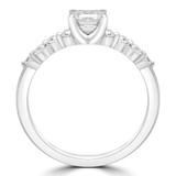 1 1/4 CTW Emerald Diamond Solitaire with Accents Engagement Ring in 14K White Gold (MD200039)