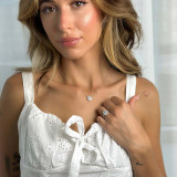 1 CTW Round Diamond Bezel set Halo Engagement Ring in 14K White Gold (MD200065)