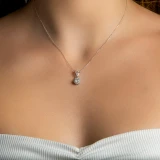 3/4 CTW Round Diamond Halo Pendant Necklace in 14K White Gold (MD200067)