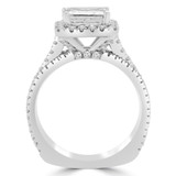 2 7/8 CTW Princess Diamond 3 Row Cathedral Princess Halo Engagement Ring in 14K White Gold with Accents (MD200083)