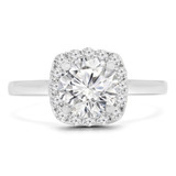 1 1/5 CTW Round Diamond Cathedral Cushion Halo Engagement Ring in 14K White Gold (MD200101)