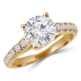 3/4 CTW Round Diamond Trellis Solitaire with Accents Engagement Ring in 14K Yellow Gold (MD200109)