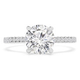 7/8 CTW Round Diamond Cathedral Solitaire with Accents Engagement Ring in 14K White Gold (MD200114)