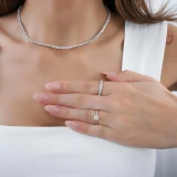 1 1/8 CTW Princess Diamond Solitaire with Accents Engagement Ring in 14K White Gold (MD200134)