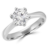2/3 CT Round Diamond 6-Prong Cathedral Solitaire Engagement Ring in 14K White Gold (MD200142)