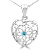 1/20 CT Round Blue Diamond Heart Pendant Necklace in 14K White Gold (MD200187)