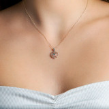 1/20 CT Round Blue Diamond Heart Pendant Necklace in 14K White Gold (MD200187)