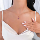 3 1/3 CTW Pear Red Ruby & Round Diamond 3-Prong Pear Halo Pendant Necklace in 14K White Gold (MD200196)