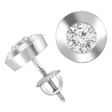 1/3 CTW Round Diamond Bezel Set Stud Earrings in 14K White Gold (MD200206)