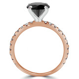 3 CTW Round Black Diamond Solitaire with Accents Engagement Ring in 14K Rose Gold (MD200213)