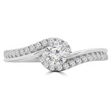 2/5 CTW Round Diamond Bypass Solitaire with Accents Engagement Ring in 14K White Gold (MD200237)