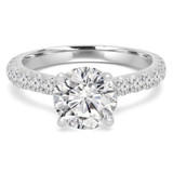 2 1/5 CTW Round Diamond Cathedral Solitaire with Accents Engagement Ring in 14K White Gold (MD200241)