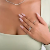 2 1/5 CTW Round Diamond Cathedral Solitaire with Accents Engagement Ring in 14K White Gold (MD200241)