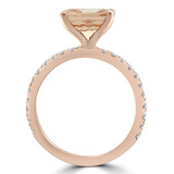3 1/2 CTW Cushion Pink Morganite & Round Diamond Cocktail Engagement Ring in 14K Rose Gold with Accents (MD200242)