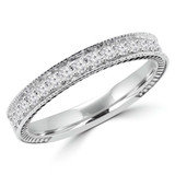 1/3 CTW Round Diamond Vintage Milgrained Semi-Eternity Anniversary Wedding Band Ring in 14K White Gold (MD200253)