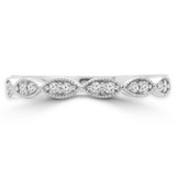 1/8 CTW Round Diamond Vintage Milgrained Semi-Eternity Anniversary Wedding Band Ring in 14K White Gold (MD200254)