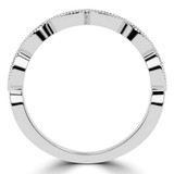 1/8 CTW Round Diamond Vintage Milgrained Semi-Eternity Anniversary Wedding Band Ring in 14K White Gold (MD200254)