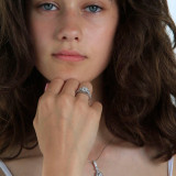 2 1/4 CTW Princess Diamond Vintage Solitaire with Accents Engagement Ring in 14K White Gold (MD200256)