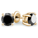 3/8 CTW Round Black Diamond Stud Earrings in 14K Yellow Gold (MD200267)
