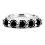 2 3/4 CTW Round Black Diamond Cocktail Five-Stone Engagement Ring in 14K White Gold (MD200279)