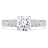1 3/8 CTW Cushion Diamond Solitaire with Accents Engagement Ring in 14K White Gold (MD200287)