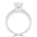 1 3/8 CTW Cushion Diamond Solitaire with Accents Engagement Ring in 14K White Gold (MD200287)