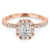 3/4 CTW Radiant Diamond Radiant Halo Engagement Ring in 14K Rose Gold with Accents (MD200288)