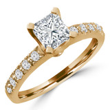 1 1/5 CTW Princess Diamond Solitaire with Accents Engagement Ring in 14K Yellow Gold (MD200290)