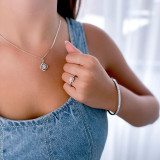 1/2 CTW Round Diamond Cushion Halo Engagement Ring in 14K White Gold with Accents (MD200294)