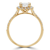 9/10 CTW Round Diamond Cushion Double Prong Halo Engagement Ring in 14K Yellow Gold with Accents (MD200297)