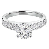 1 1/4 CTW Round Diamond Solitaire with Accents Engagement Ring in 14K White Gold (MD200303)