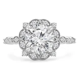 4/5 CTW Round Diamond Floral Vintage Halo Engagement Ring in 14K White Gold with Accents (MD200308)