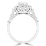 3/5 CTW Round Diamond Floral Vintage Halo Engagement Ring in 14K White Gold with Accents (MD200356)
