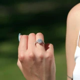 3/5 CTW Round Diamond Floral Vintage Halo Engagement Ring in 14K White Gold with Accents (MD200356)