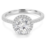 7/8 CTW Round Diamond Halo Engagement Ring in 14K White Gold with Accents (MD200361)