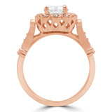 5/8 CTW Round Diamond Floral Vintage Halo Engagement Ring in 14K Rose Gold with Accents (MD200367)