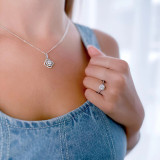 3/4 CTW Round Diamond Halo Engagement Ring in 10K White Gold with Accents (MD200368)