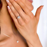 9/10 CTW Round Diamond Cushion Double Prong Halo Engagement Ring in 14K Yellow Gold with Accents (MD200369)