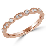 1/5 CTW Round Diamond Vintage Semi-Eternity Anniversary Wedding Band Ring in 14K Rose Gold (MD200381)