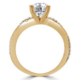 1 1/6 CTW Round Diamond Twisted Solitaire with Accents Engagement Ring in 14K Yellow Gold (MD200393)