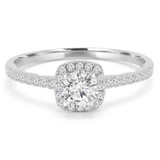1/2 CTW Round Diamond Cushion Halo Engagement Ring in 14K White Gold with Accents (MD200397)