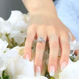 1 3/4 CTW Round Diamond Cathedral Cushion Halo Engagement Ring in 14K White Gold (MD200405)
