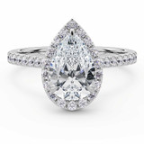 1 1/2 CTW Pear Diamond Pear Halo Engagement Ring in 14K White Gold (MD200419)