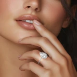 1 1/2 CTW Pear Diamond Pear Halo Engagement Ring in 14K White Gold (MD200419)