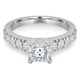 1 2/5 CTW Princess Diamond Solitaire with Accents Engagement Ring in 14K White Gold (MD200427)